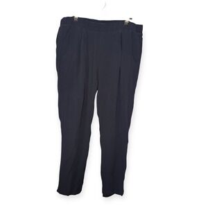 Anthropologie LEIFNOTES Womens Black Cropped Pants Pleated‎ Elastic Waist Size 2